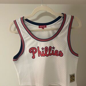Mitchell & Ness White Jersey with Red and Blue Trim